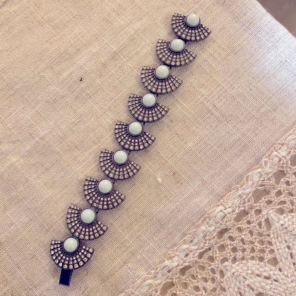 Rhinestone half moon bracelet
